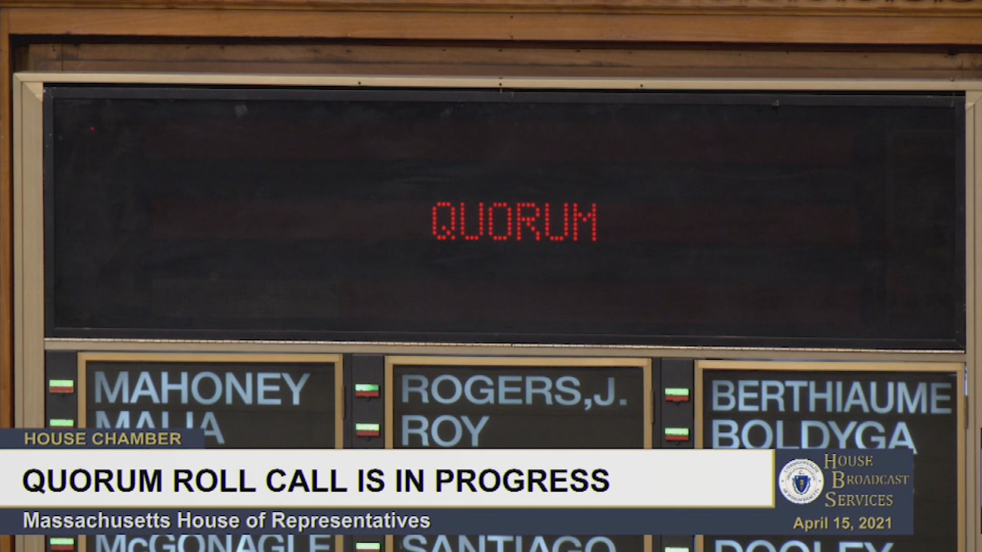Thumbnail image for MA House of Representatives, April 15